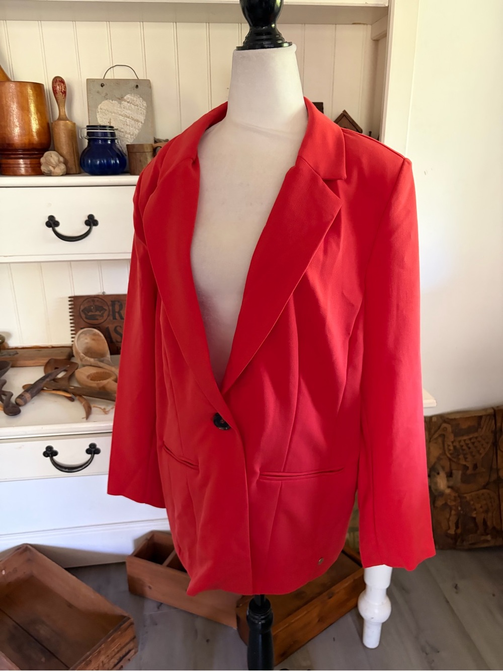 Claire's Bright Red Single-Button Blazer